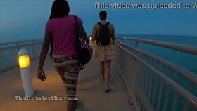 Double handjob flashing on public beach brunette bisexual interracial