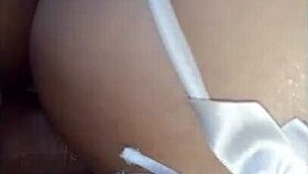 Delicious wife enjoys kitchen time