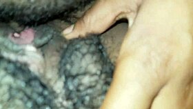 Rubbing my hard clit on her creamy hole 😈