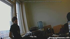 Glasses Coed Quickie Blowjob