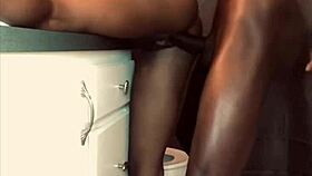 Ebony babe screams as massive BBC pounds her rough in bathroom!