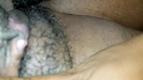 Rubbing my hard clit on her creamy hole 😈