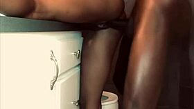 Ebony babe screams as massive BBC pounds her rough in bathroom!