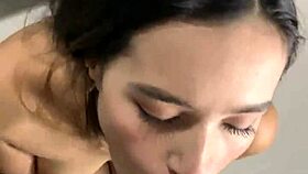 Petite amateur gives big cock sucking a try