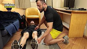 Dude, this naughty client banged his personal trainer during gym workout preview!