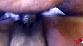 Intriguing close up of girlfriend's wet spacious pussy during sex