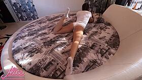 sensual closeup of pussy licking and fingering cute babe to orgasm