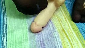 Latina Gives Footjob With Dildo In Torn Pantyhose, Masturbates Doggy