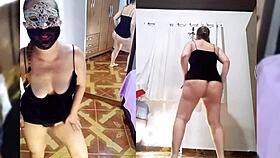 Mirella Delic performs a personalized striptease, ripping her clothes off