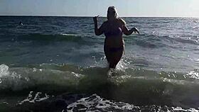 hot milf masturbating on beach so horny outside