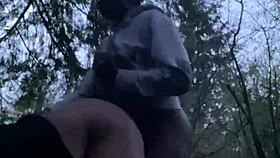 fat chick bent over for doggystyle in the woods at night