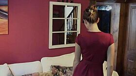 Shay Laren strips pink dress teasing big tits!