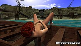 foxy 3d lesbian babe licked on boat in hardcore fun