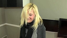 Blonde amateur gives blowjob while tied up in bondage