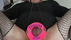 why is this crossdressing sissy doing gay bdsm on himself?