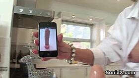 British mature Gill Ellis flaunts her enormous melons in wedding lingerie. She teases the camera seductively.