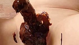 Japanese gay couple cooks a sweet chocolate banana together