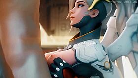 mercy from overwatch in various scenes compilation