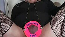 why is this crossdressing sissy doing gay bdsm on himself?
