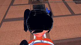 Demon Slayer hentai featuring Aoi Kanzaki and Tanjiro in anime style