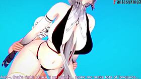 arlecchino in bikini on beach genshin fantasy