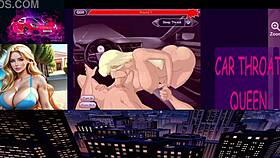 blonde anime girl does sloppy deepthroat in car?