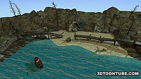 foxy 3d lesbian babe licked on boat in hardcore fun