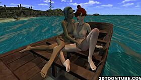 foxy 3d lesbian babe licked on boat in hardcore fun