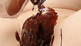 Japanese gay couple cooks a sweet chocolate banana together