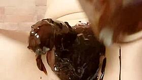 Japanese gay couple cooks a sweet chocolate banana together