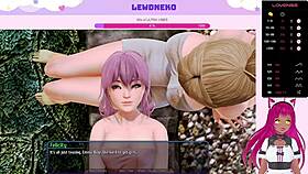 vtuber lewdneko sits down to play harem hotel part 21 on her computer