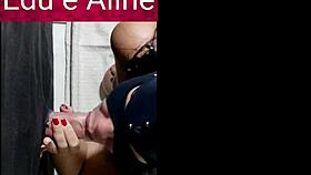 aline SUCKS and takes CUM at the gloryhole.