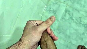 Chubby Guy Masturbates and Cums in the Shower