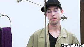 Relaxing with a hunk after work for some casual gay sex