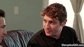 Closeted guy sucks and fucks his cooking instructor's monster cock in the kitchen.