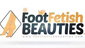 tattooed redhead giving herself an oil foot massage with lotion