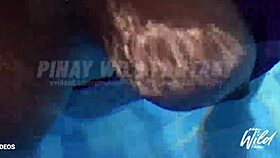 Busty pinay shows her big breasts while relaxing in the pool