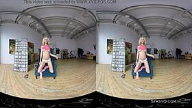 i watch this lovely blonde amateur with big natural tits stripping slowly in vr teasing me