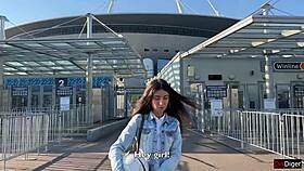 Public football agent - cutie becomes a real football player after casting 😈