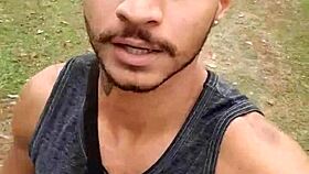 Austrian teen twink Caminha explores Flamengo park before a steamy home shower