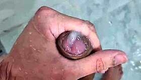 Chubby Guy Masturbates and Cums in the Shower