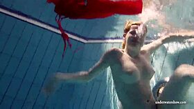 Russian teen Lucie dives naked in the pool 😍