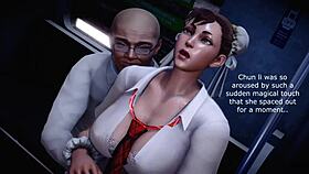 Chun-li schoolgirl teases with big tits and monster cock