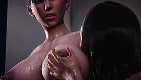 Chun-li schoolgirl teases with big tits and monster cock