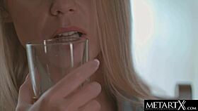 she plays with her big natural tits and wet pussy