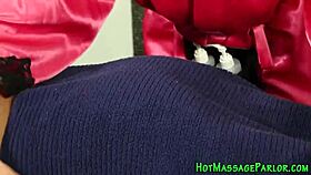 She blows the big cock in lingerie