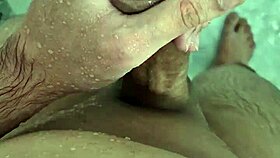 Chubby Guy Masturbates and Cums in the Shower