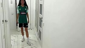 Public football agent - cutie becomes a real football player after casting 😈