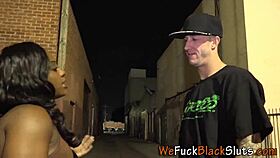 Chubby black babe sucks white shlong with monster cock fetish