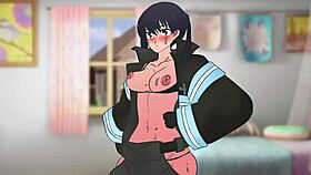 I sprayed growth perfume on this anime girl for wild riding and ass bending sex